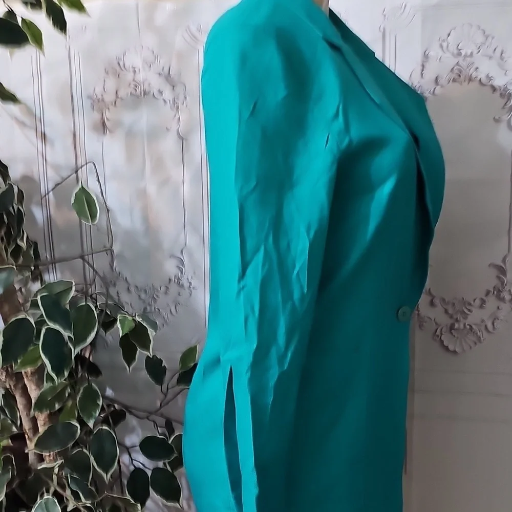 Christian Dior One Button Rayon Green Blazer With Patch Pockets 8